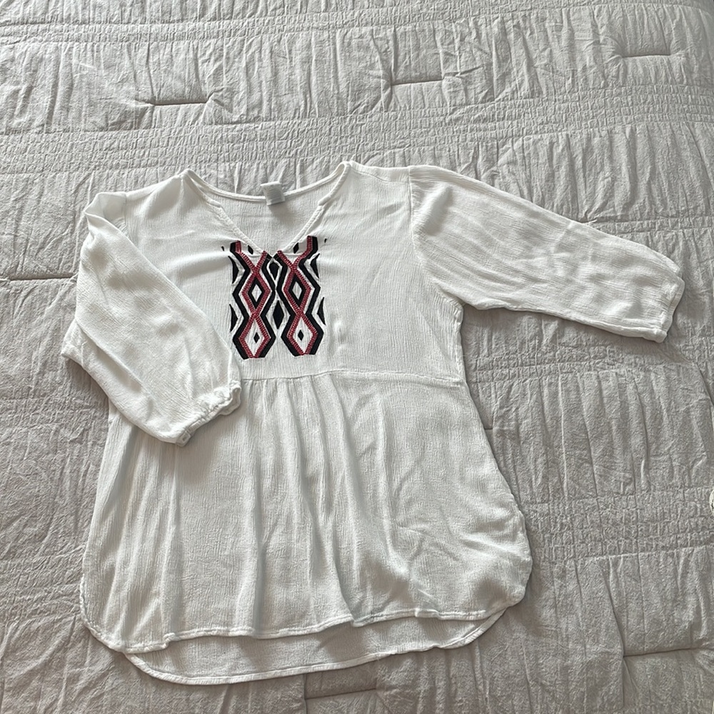 Buttons Boho 3/4 Sleeve Peasant Top - Picture 5 of 10